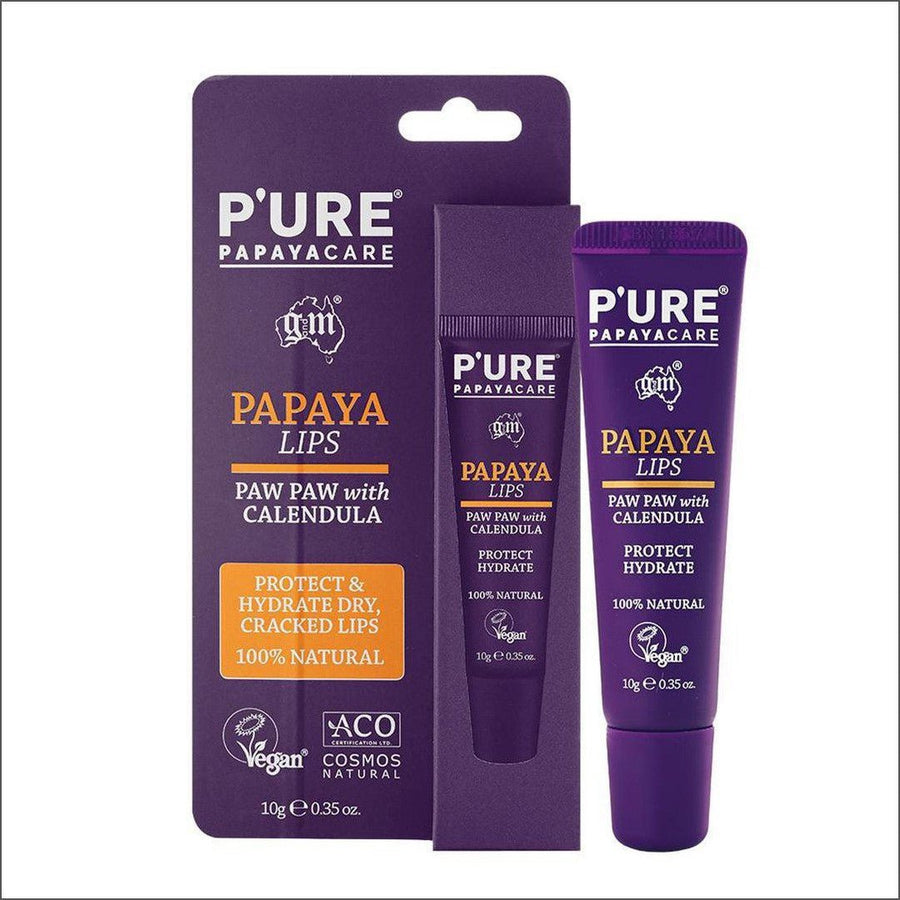 P'ure Papayacare Papaya Lips Paw Paw With Calendula Lip Balm 10g - Cosmetics Fragrance Direct-9322316008305