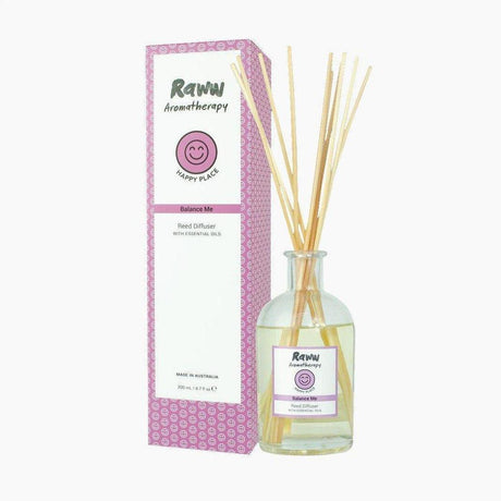 Raww Aromatherapy Happy Place Balance Me Reed Diffuser 200ml - Cosmetics Fragrance Direct-9336830047627