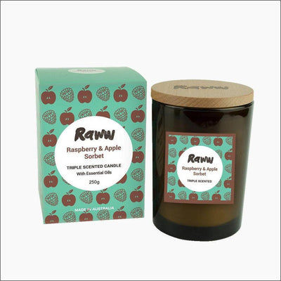 Raww Aromatherapy Raspberry & Apple Sorbet Candle 250g - Cosmetics Fragrance Direct-9336830053932