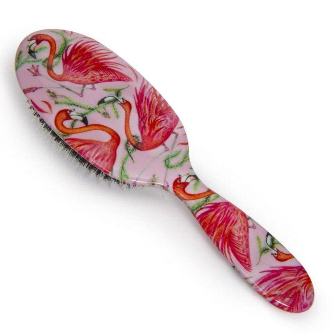 Rock & Ruddle Big Flamingos Boar Bristle Hair Brush