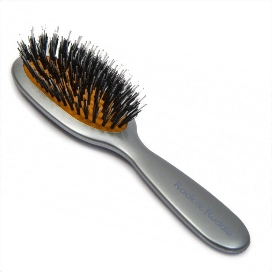 Rock & Ruddle Big Metallic Silver Boar Bristle Hair Brush - Cosmetics Fragrance Direct-5060342152534