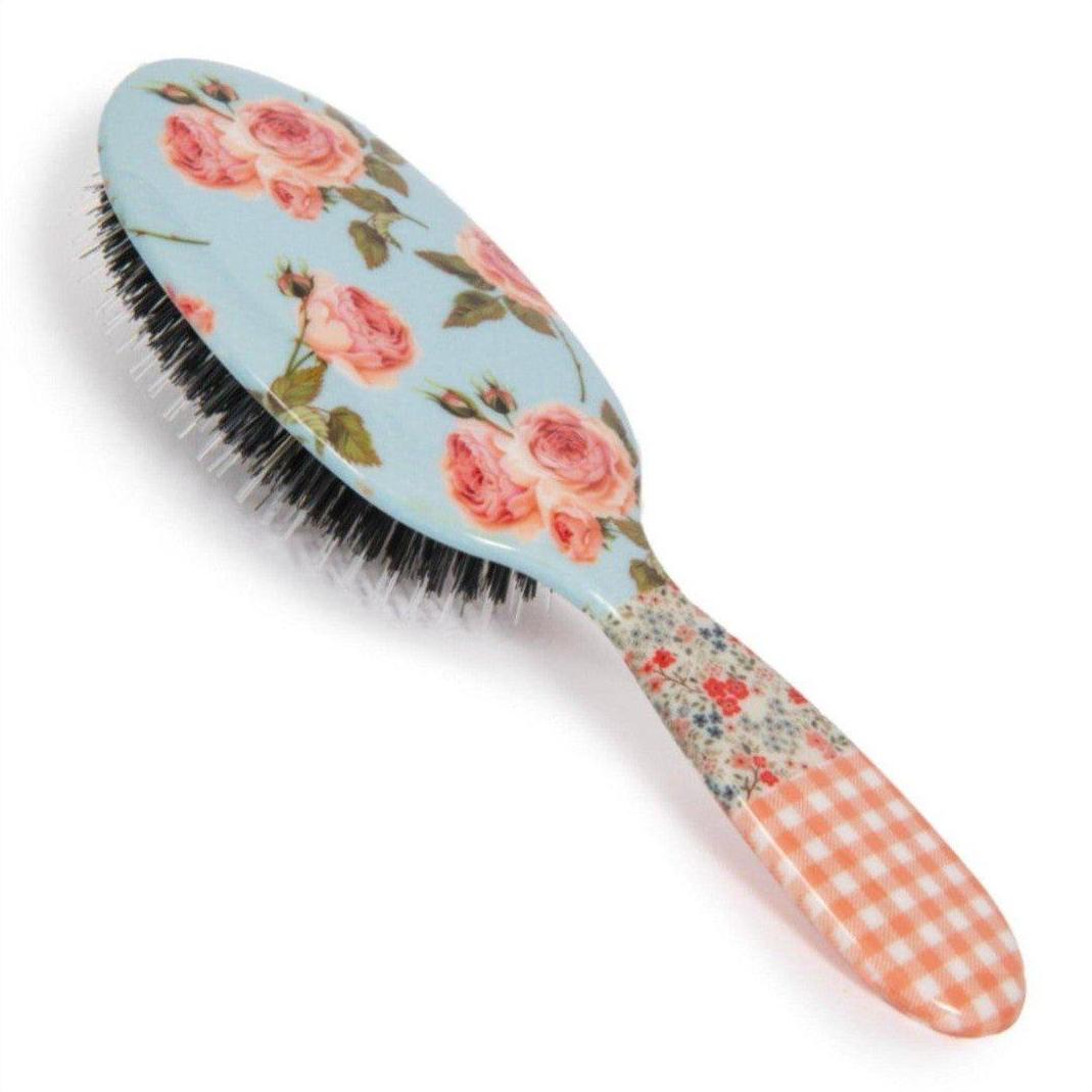 Rock & Ruddle Big Pink Gingham Boar Bristle Hair Brush - Cosmetics Fragrance Direct-5060342154590