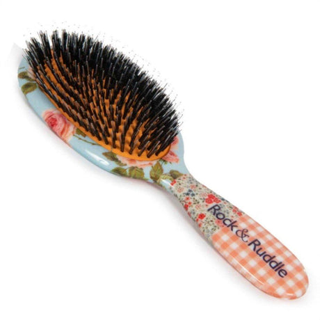 Rock & Ruddle Big Pink Gingham Boar Bristle Hair Brush - Cosmetics Fragrance Direct-5060342154590