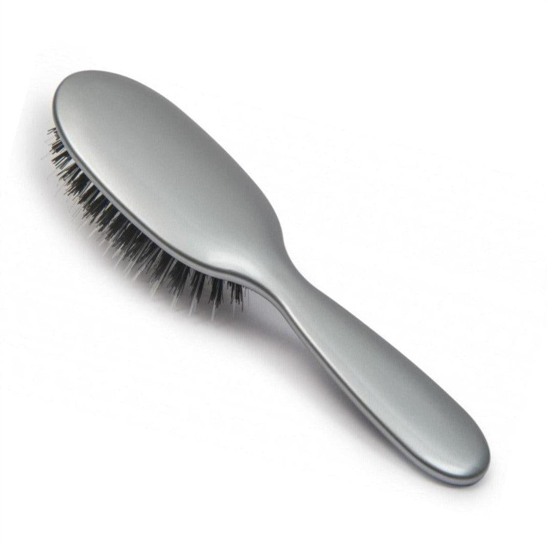 Rock & Ruddle Small Metallic Silver Boar Bristle Hair Brush