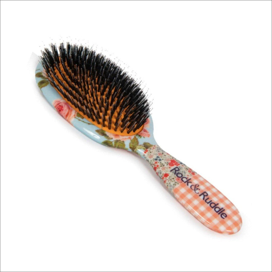 Rock & Ruddle Small Pink Gingham Boar Bristle Hair Brush - Cosmetics Fragrance Direct-5060342154637