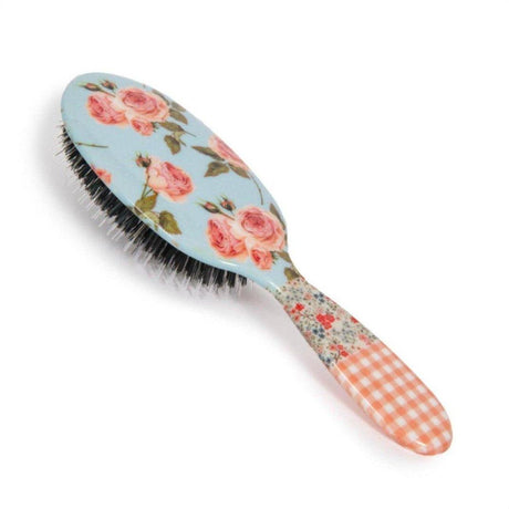 Rock & Ruddle Small Pink Gingham Boar Bristle Hair Brush - Cosmetics Fragrance Direct-5060342154637