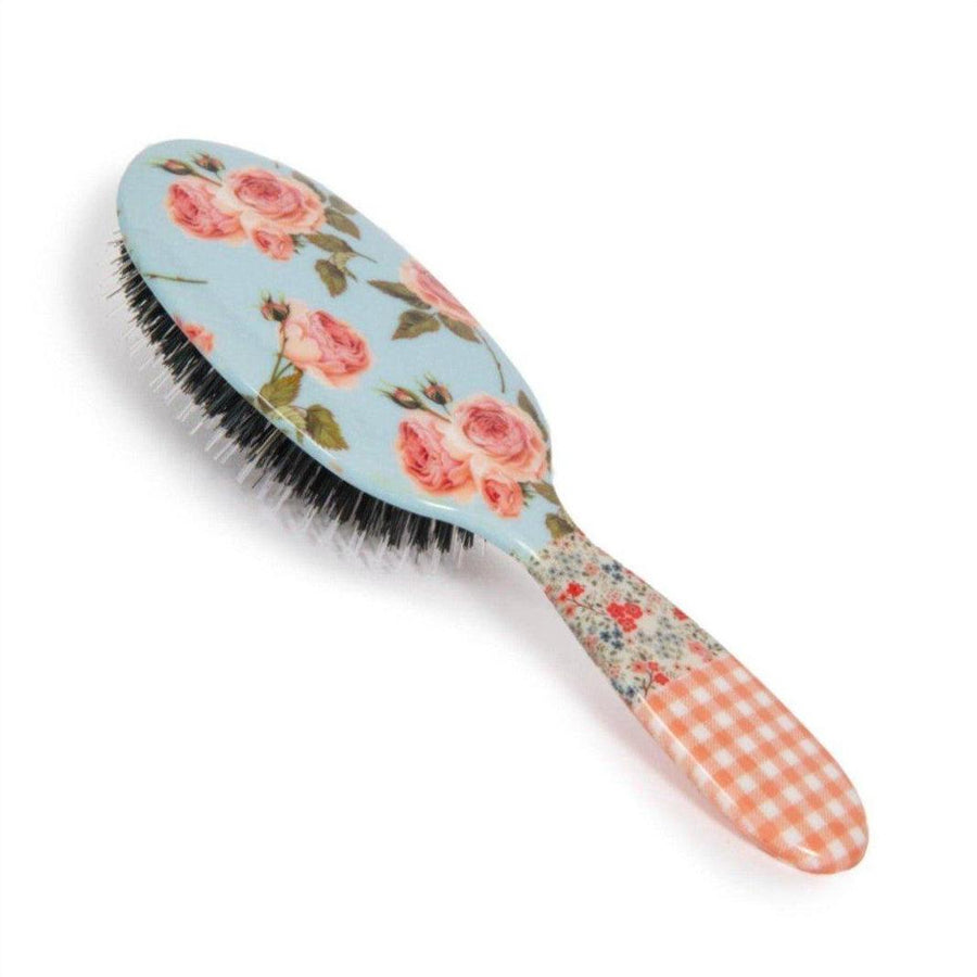 Rock & Ruddle Small Pink Gingham Boar Bristle Hair Brush - Cosmetics Fragrance Direct-5060342154637