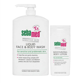 Sebamed Liquid Face & Body Wash 1L + Sebamed Body Lotion 200ml - Cosmetics Fragrance Direct-9314108523578