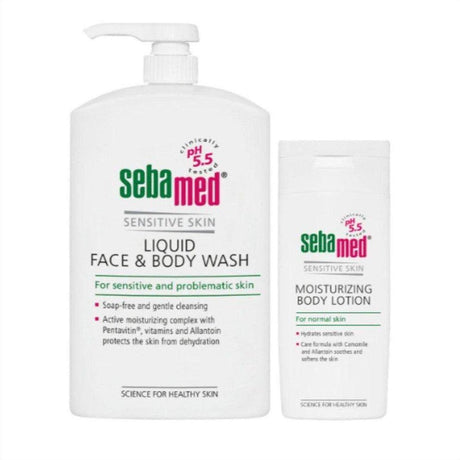 Sebamed Liquid Face & Body Wash 1L + Sebamed Body Lotion 200ml - Cosmetics Fragrance Direct-9314108523578