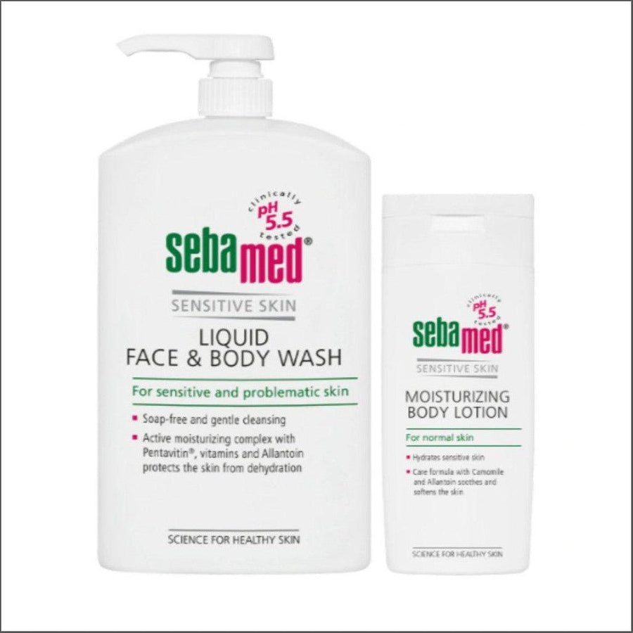 Sebamed Liquid Face & Body Wash 1L + Sebamed Body Lotion 200ml - Cosmetics Fragrance Direct-9314108523578