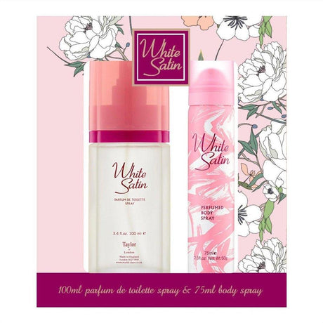 Taylor Of London White Satin Eau De Parfum 100ml + Body Spray 75ml - Cosmetics Fragrance Direct-9314108237130