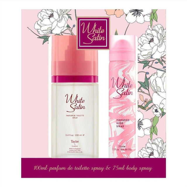 Taylor Of London White Satin Eau De Parfum 100ml + Body Spray 75ml - Cosmetics Fragrance Direct-9314108237130