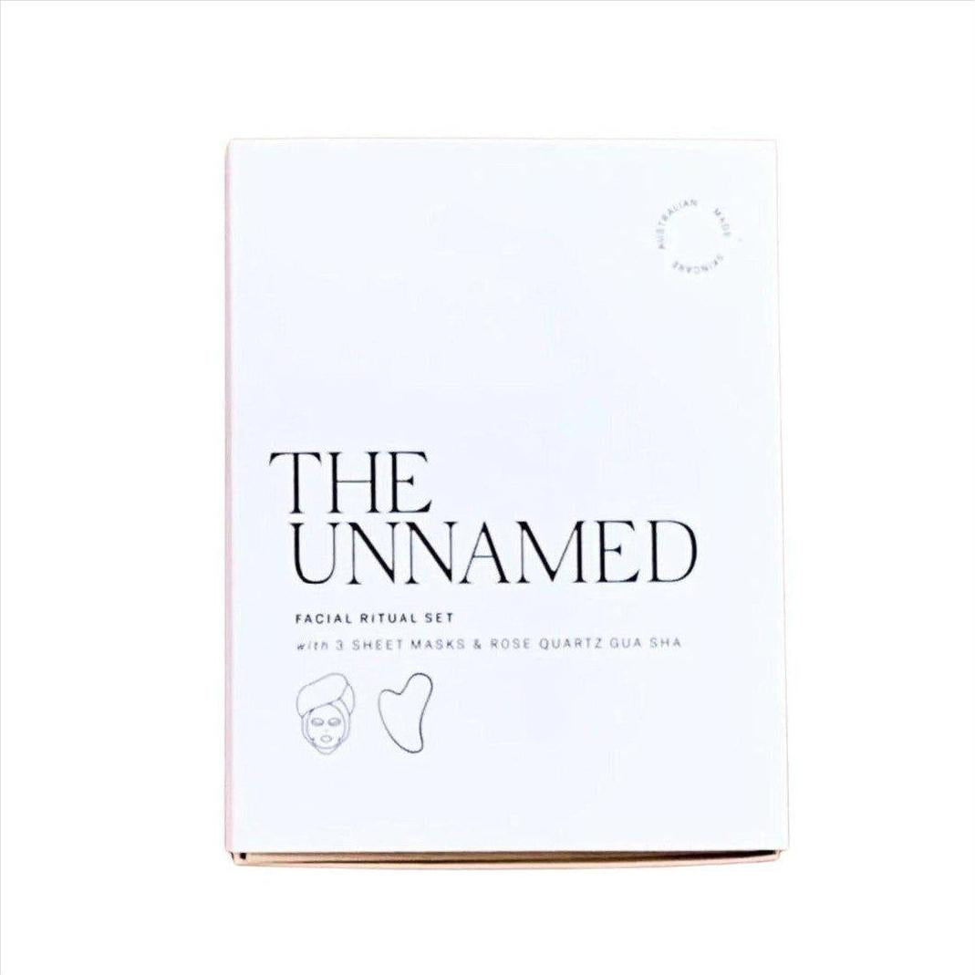 The Unnamed Facial Ritual Set 3 Sheet Masks & Rose Quartz Gua Sha