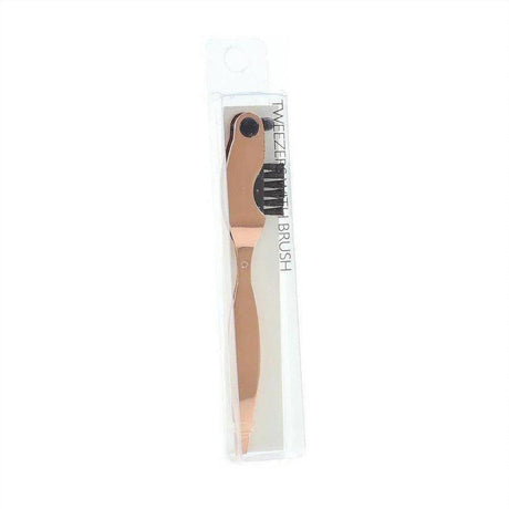 Tweezers with Brush - Rose Gold - Cosmetics Fragrance Direct-05378356