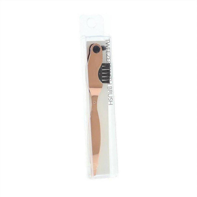 Tweezers with Brush - Rose Gold - Cosmetics Fragrance Direct-05378356